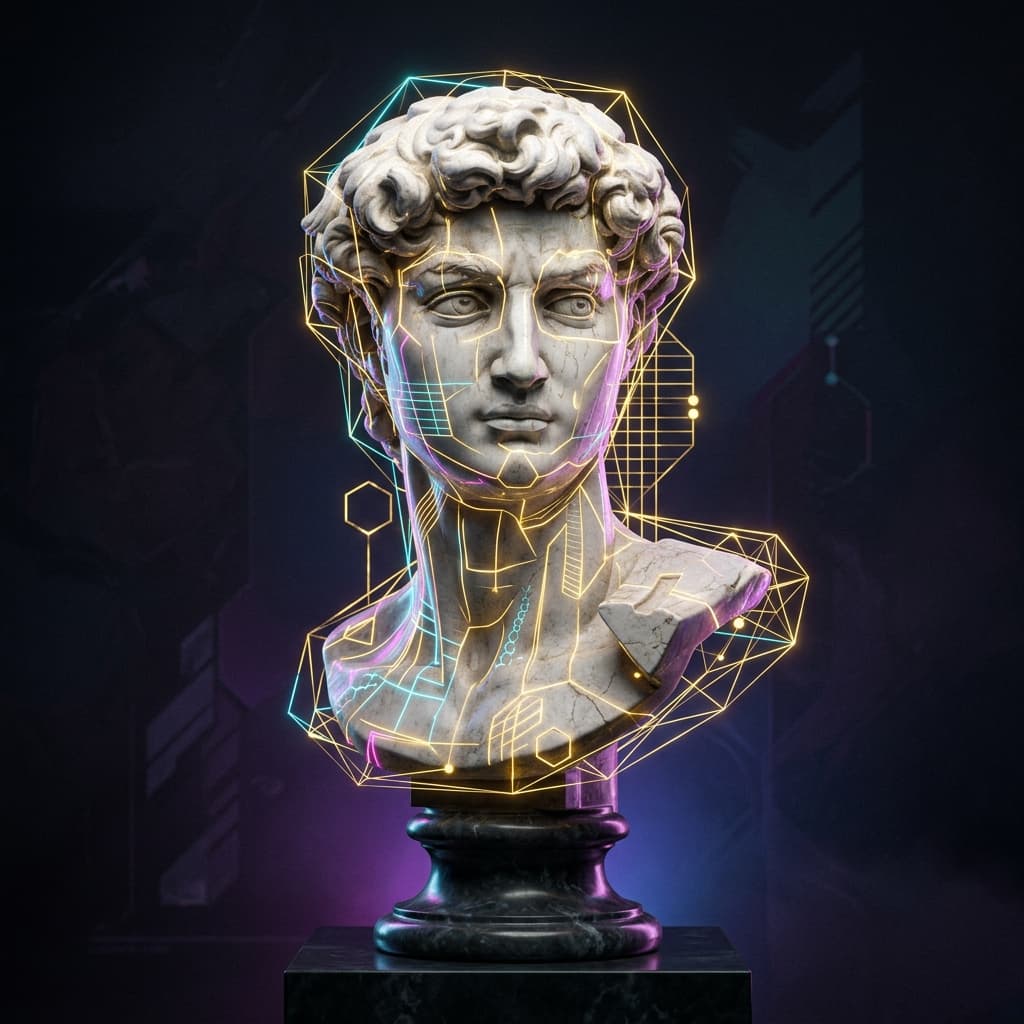 Left slice of Classical Statue artwork